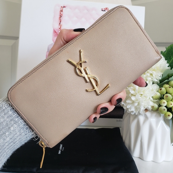 Authentic Pre-owned Yves Saint Laurent Grain De Poudre Zip Around Long Wallet - Picture 3 of 16